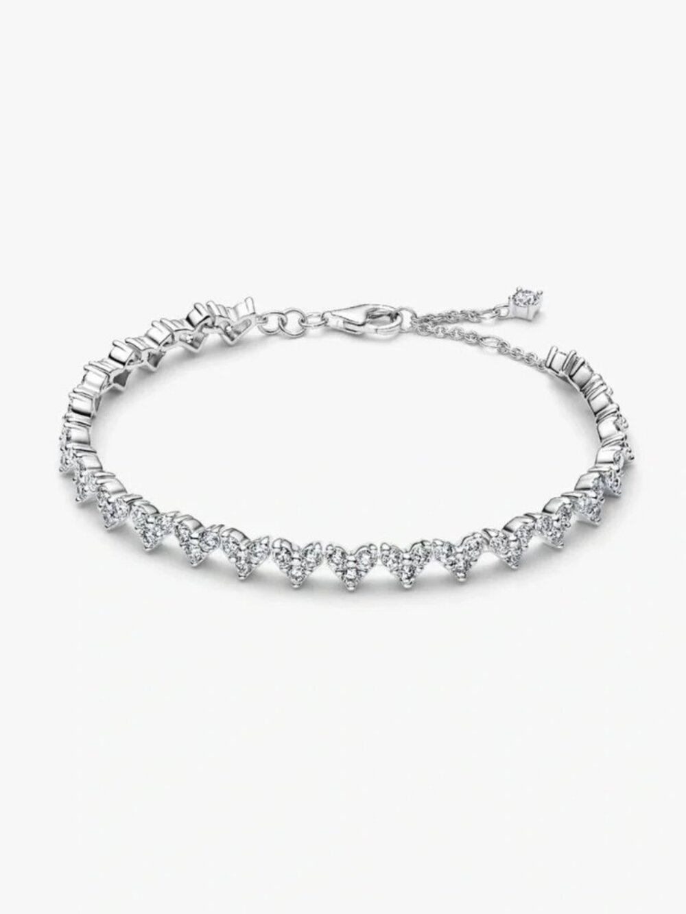 Pandora Silver Heart CZ Bracelet with Lobster Clasp